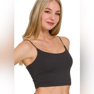 Zenana Black Double Layered Spaghetti Strap Cami